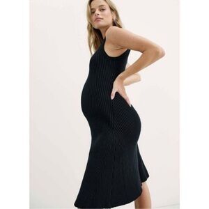HATCH Alexis Ribbed Black knit Dress Maternity Size 4